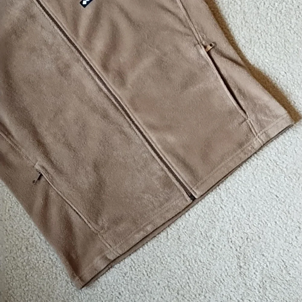 Columbia Fleece Vest Men's Size Medium Spring Warm Pockets Light Brown Tan Fawn - Picture 3 of 7